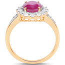 2.84 Carat Genuine Burma Ruby and White Diamond 18K Yellow Gold Ring-5
