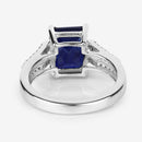 3.07 Carat Glass Filled Sapphire and White Zircon .925 Sterling Silver Ring-10