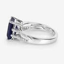3.07 Carat Glass Filled Sapphire and White Zircon .925 Sterling Silver Ring-11