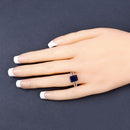3.07 Carat Glass Filled Sapphire and White Zircon .925 Sterling Silver Ring-14