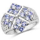 1.65 Carat Genuine Tanzanite and White Topaz .925 Sterling Silver Ring-4