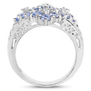 1.65 Carat Genuine Tanzanite and White Topaz .925 Sterling Silver Ring-5