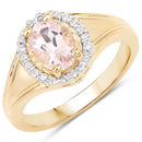 1.30 Carat Genuine Morganite and White Topaz .925 Sterling Silver Ring-2