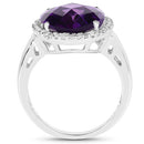 7.94 Carat Genuine Amethyst and White Diamond .925 Sterling Silver Ring-5