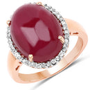 14K Rose Gold Plated 16.69 Carat Genuine Glass Filled Ruby and White Topaz .925 Sterling Silver Ring-5
