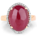 14K Rose Gold Plated 16.69 Carat Genuine Glass Filled Ruby and White Topaz .925 Sterling Silver Ring-7