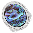13.64 Carat Genuine Abalone and White Diamond .925 Sterling Silver Ring-2
