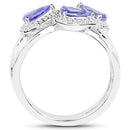 1.52 Carat Genuine Tanzanite and White Zircon .925 Sterling Silver Ring-6