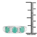 0.90 Carat Genuine Emerald and White Topaz .925 Sterling Silver Ring-7