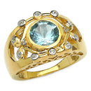 14K Yellow Gold Plated 3.42 Carat Genuine Blue Topaz & White Topaz .925 Sterling Silver Ring-4