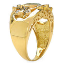 14K Yellow Gold Plated 3.42 Carat Genuine Blue Topaz & White Topaz .925 Sterling Silver Ring-5
