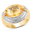 14K Yellow Gold Plated 5.06 Carat Genuine Citrine & White Diamond .925 Sterling Silver Ring-4