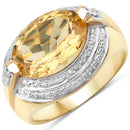 4.56 Carat Genuine Citrine and White Diamond .925 Sterling Silver Ring-5
