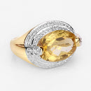 4.56 Carat Genuine Citrine and White Diamond .925 Sterling Silver Ring-9