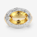 4.56 Carat Genuine Citrine and White Diamond .925 Sterling Silver Ring-12