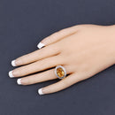 4.56 Carat Genuine Citrine and White Diamond .925 Sterling Silver Ring-14