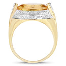 4.56 Carat Genuine Citrine and White Diamond .925 Sterling Silver Ring-6