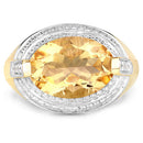 4.56 Carat Genuine Citrine and White Diamond .925 Sterling Silver Ring-7