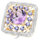 3.44 Carat Genuine Amethyst and Tanzanite .925 Sterling Silver Ring-1