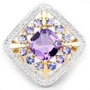3.44 Carat Genuine Amethyst and Tanzanite .925 Sterling Silver Ring-3