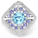 4.24 Carat Genuine Blue Topaz and Tanzanite .925 Sterling Silver Ring-8