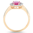 1.48 Carat Genuine Ruby and White Diamond 14K Yellow Gold Ring-5