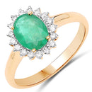 1.39 Carat Genuine Zambian Emerald and White Diamond 10K Yellow Gold Ring-5
