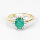 1.39 Carat Genuine Zambian Emerald and White Diamond 10K Yellow Gold Ring-8