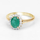 1.39 Carat Genuine Zambian Emerald and White Diamond 10K Yellow Gold Ring-10