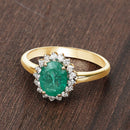 1.39 Carat Genuine Zambian Emerald and White Diamond 10K Yellow Gold Ring-13