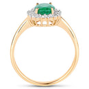 1.39 Carat Genuine Zambian Emerald and White Diamond 10K Yellow Gold Ring-6