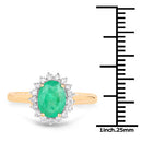 1.39 Carat Genuine Zambian Emerald and White Diamond 10K Yellow Gold Ring-7