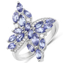 1.73 Carat Genuine Tanzanite and White Zircon .925 Sterling Silver Ring-4