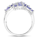 1.73 Carat Genuine Tanzanite and White Zircon .925 Sterling Silver Ring-5