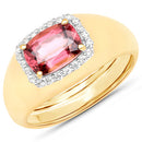 2.60 Carat Genuine Pink Zircon and White Zircon .925 Sterling Silver Ring-2