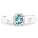 0.68 Carat Genuine Blue Zircon and White Zircon .925 Sterling Silver Ring-6