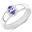 0.54 Carat Genuine Tanzanite and White Zircon .925 Sterling Silver Ring-4