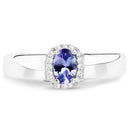 0.54 Carat Genuine Tanzanite and White Zircon .925 Sterling Silver Ring-6