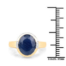 4.85 Carat Genuine Blue Sapphire and White Diamond 14K Yellow Gold Ring-6