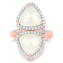 18K Rose Gold Plated 7.58 Carat Genuine Prehnite and White Topaz .925 Sterling Silver Ring-4