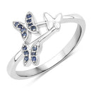 0.14 Carat Genuine Blue Sapphire .925 Sterling Silver Ring-5