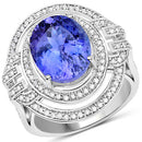 14K White Gold 6.83 Carat Genuine Tanzanite and White Diamond Ring-4