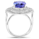 14K White Gold 6.83 Carat Genuine Tanzanite and White Diamond Ring-5