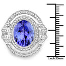 14K White Gold 6.83 Carat Genuine Tanzanite and White Diamond Ring-6