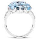 6.69 Carat Genuine Swiss Blue Topaz, London Blue Topaz and White Zircon .925 Sterling Silver Ring-7