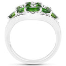 2.37 Carat Genuine Chrome Diopside and White Diamond .925 Sterling Silver Ring-5