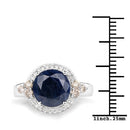 4.10 Carat Genuine Blue Sapphire, Champagne Diamond and White Diamond .925 Sterling Silver Ring-6