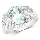 1.50 Carat Genuine Aquamarine .925 Sterling Silver Ring-5