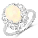 1.73 Carat Genuine Ethiopian Opal & White Topaz .925 Sterling Silver Ring-4