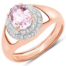 2.17 Carat Genuine Kunzite and White Zircon .925 Sterling Silver Ring-2